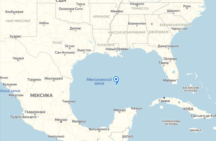Мексиканский залив на карте.